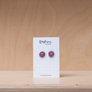 DaphneRosa Wooden Birth Flower Earrings - September - Aster