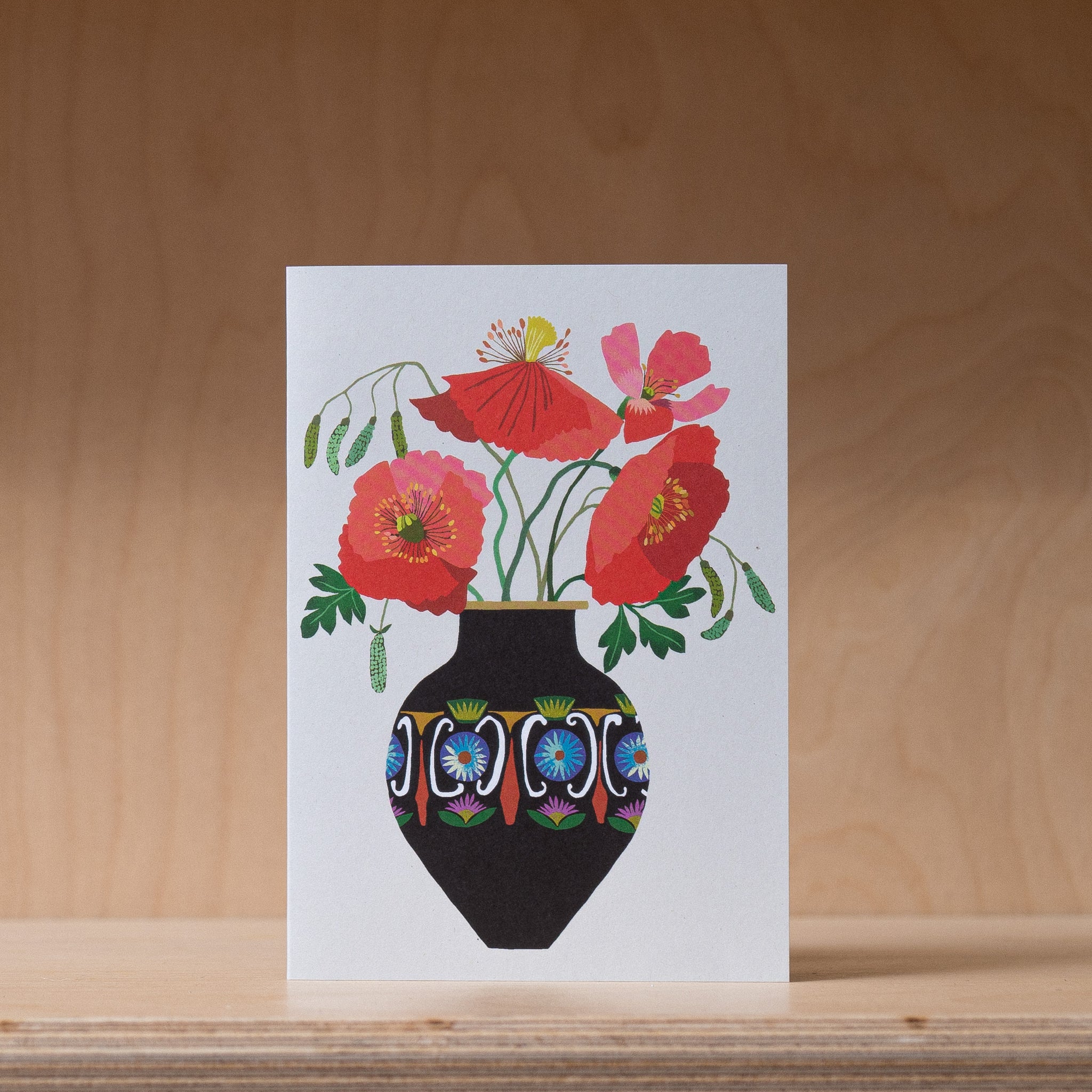 Brie Harrison Poppies in a Vase - Greetings Card