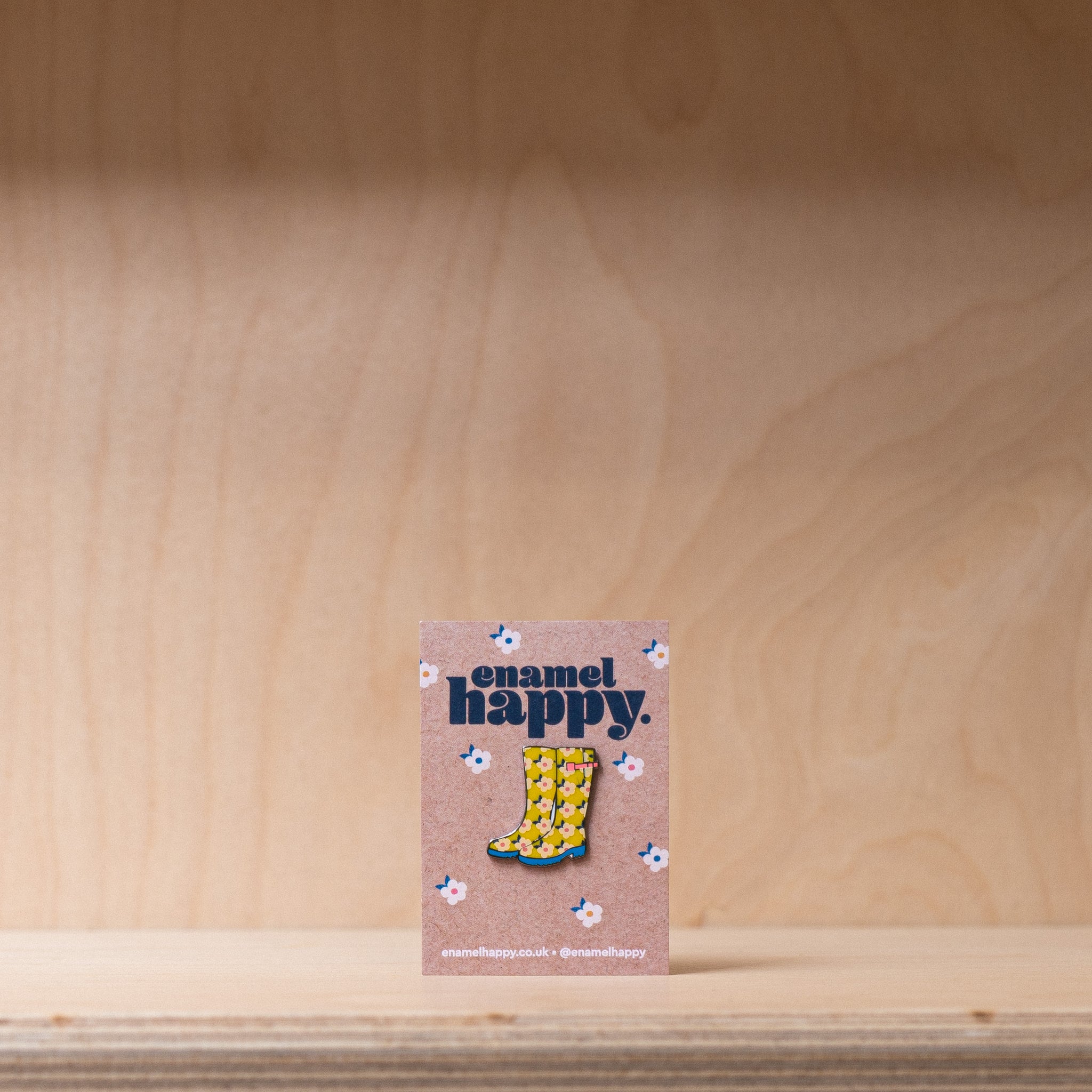 Enamel Happy Pin Badge - Wellies