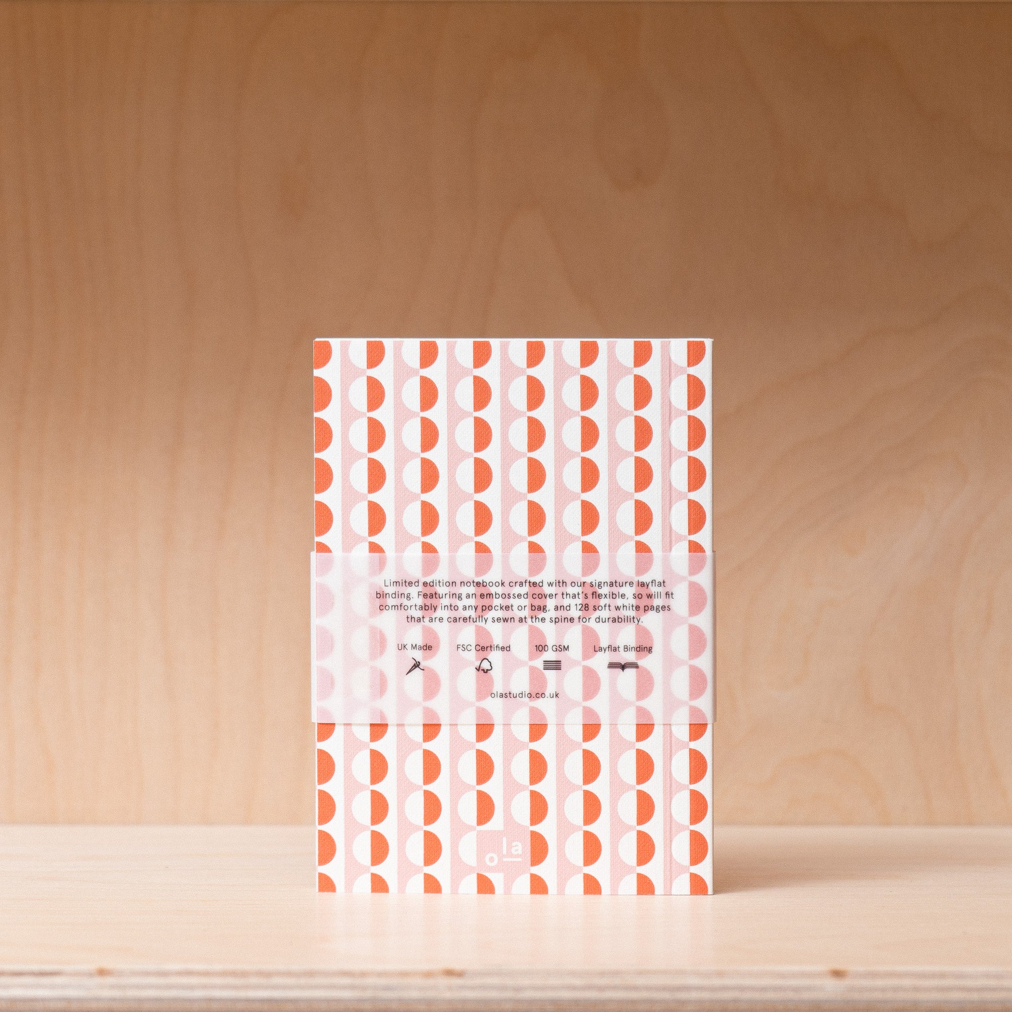 Ola - A6 Layflat Notebook Plain Pages, Sophie in Pink & Orange