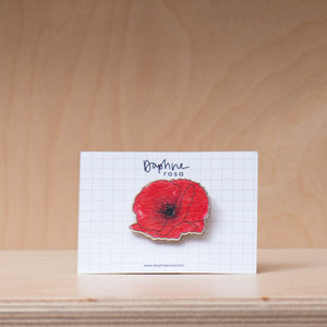 DaphneRosa Wooden Flower Brooch - Poppy