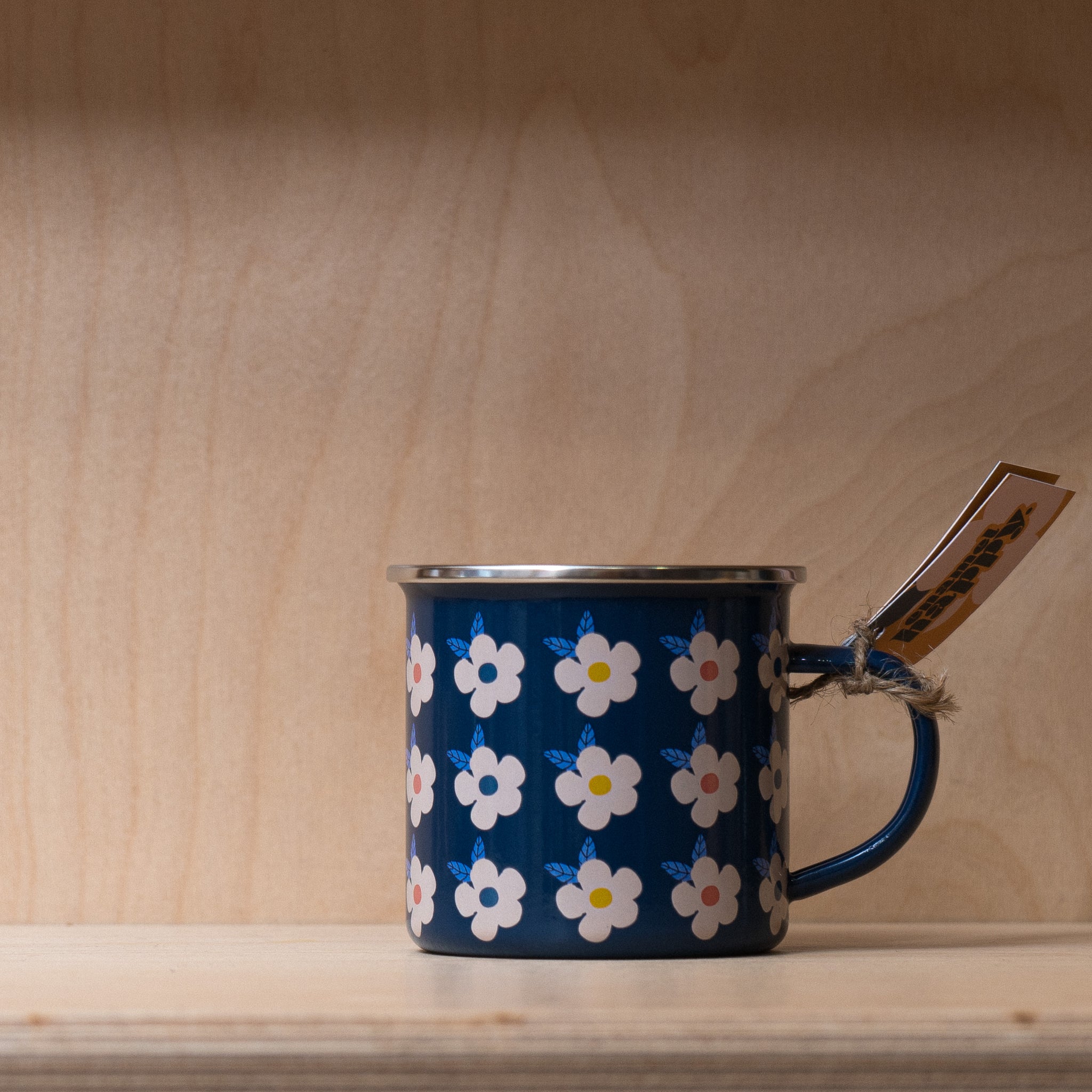 Enamel Happy Retrol Floral Mug- Midnight Navy