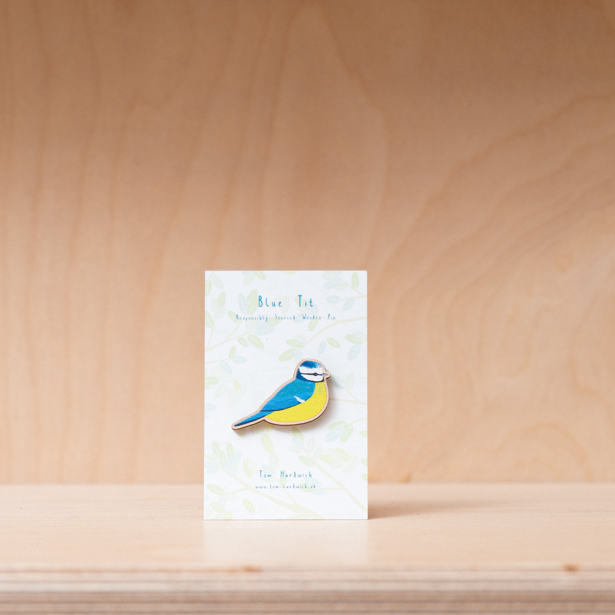 Tom Hardwick Wooden Pin - Blue Tit