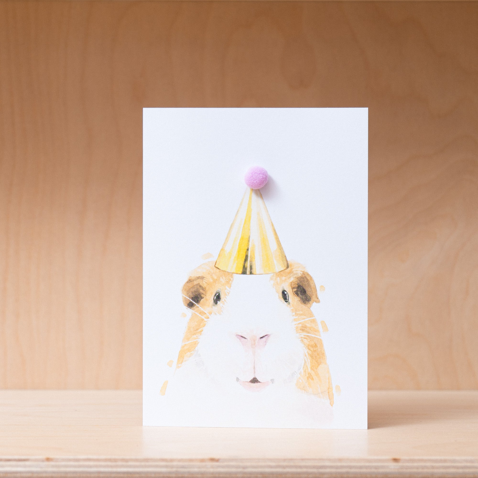 Robert James Hull, Pom Pom Party Guinea Pig - Greetings Card