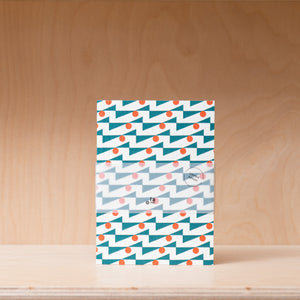 Ola - A6 Layflat Notebook Plain Pages, Enid in Turquoise & Red