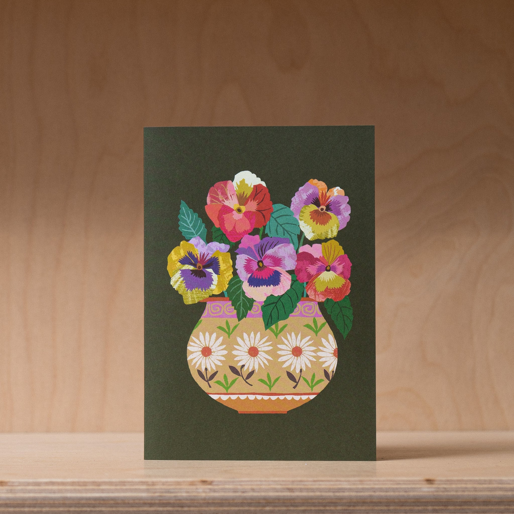 Brie Harrison Pansies - Greetings Card