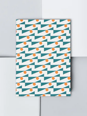 Ola - A6 Layflat Notebook Plain Pages, Enid in Turquoise & Red