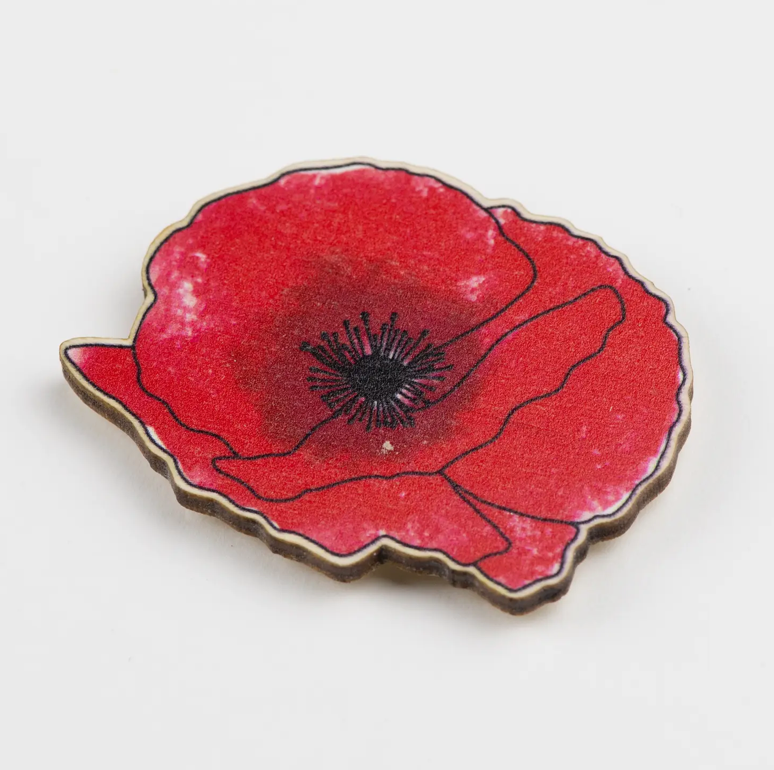 DaphneRosa Wooden Flower Brooch - Poppy