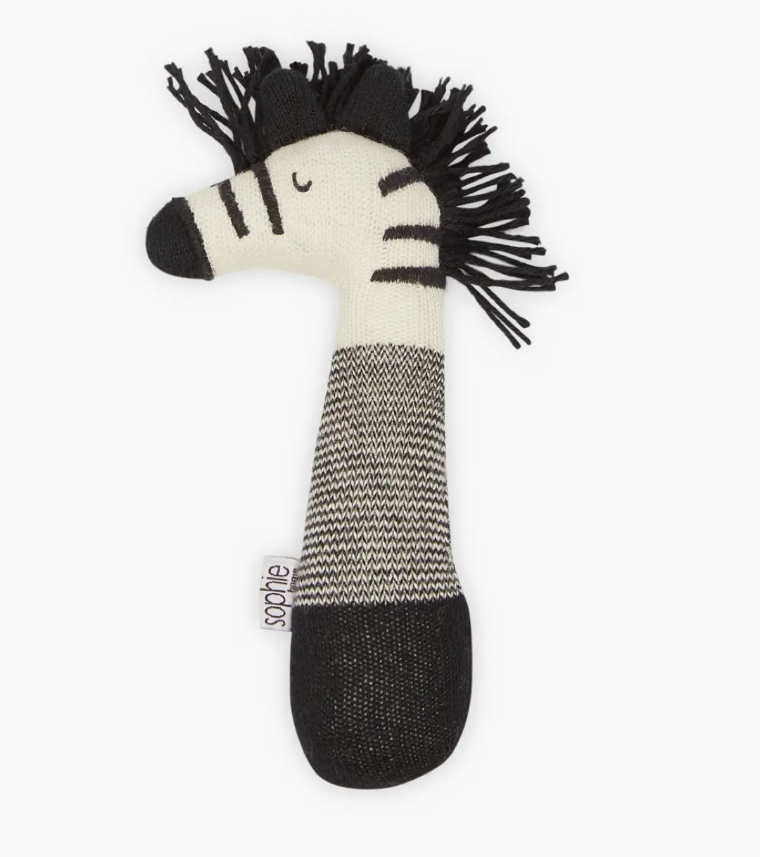 Sophie Home - Cotton Knit Baby Rattle Toy - Zebra