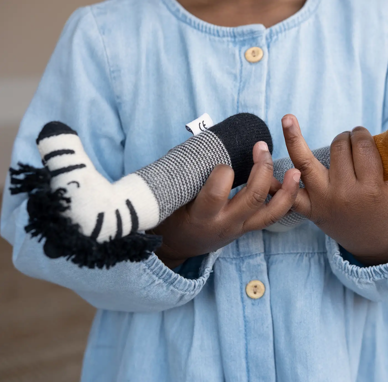 Sophie Home - Cotton Knit Baby Rattle Toy - Zebra