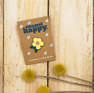 Enamel Happy Pin Badge - Flower