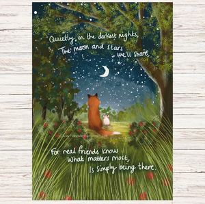 Fox Under The Moon - Being There -  A4 Art Print