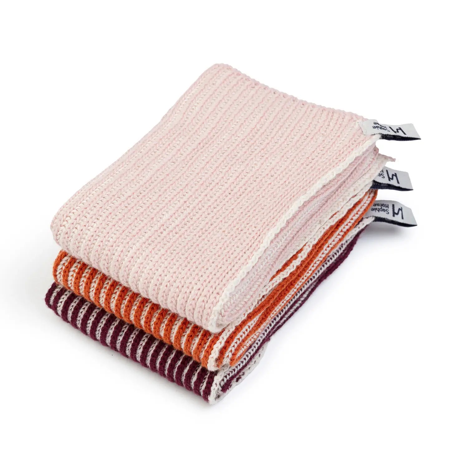 Sophie Home - Reusable & Eco Friendly Cotton Knit Dishcloths - Ribbed Orange