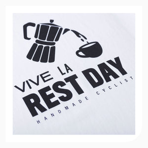 Handmade Cyclist T Shirt Vive Le Rest Day - Medium White