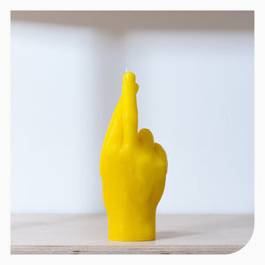 Candle Hand Crossed Fingers Candle - Yellow
