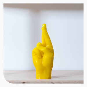 Candle Hand Crossed Fingers Candle - Yellow