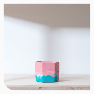 Studio Emma Large Hexagon Vessel - Teal & Coral