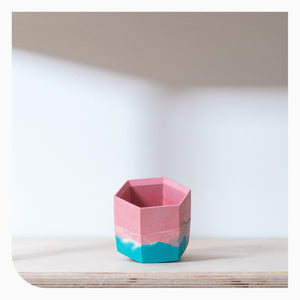 Studio Emma Large Hexagon Vessel - Teal & Coral