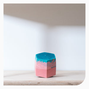 Studio Emma Large Hexagon Vessel - Teal & Coral