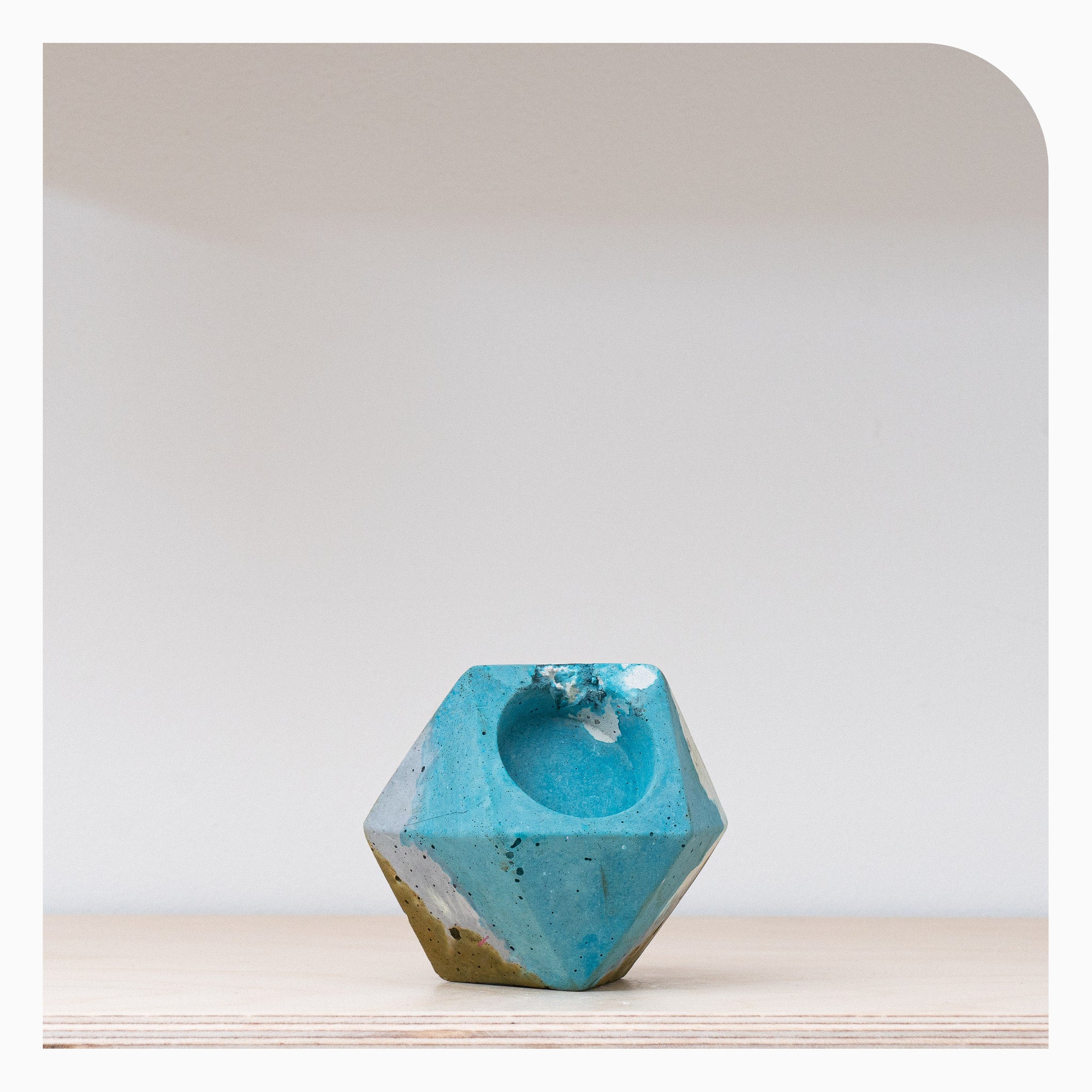 Studio Emma Geometric Tea Light Holder - Navy Natural