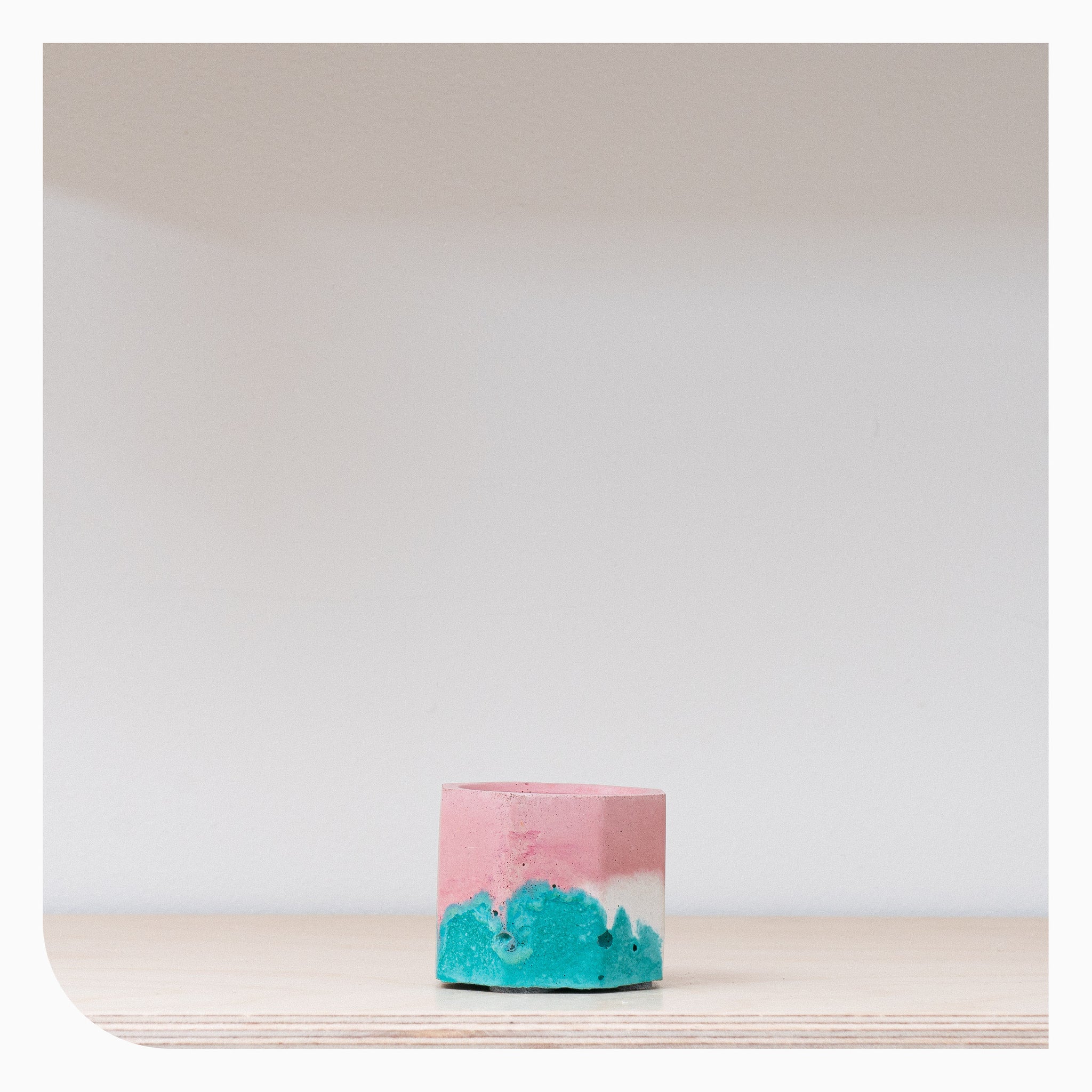 Studio Emma Tiny Hexagon Vessel - Teal & Coral