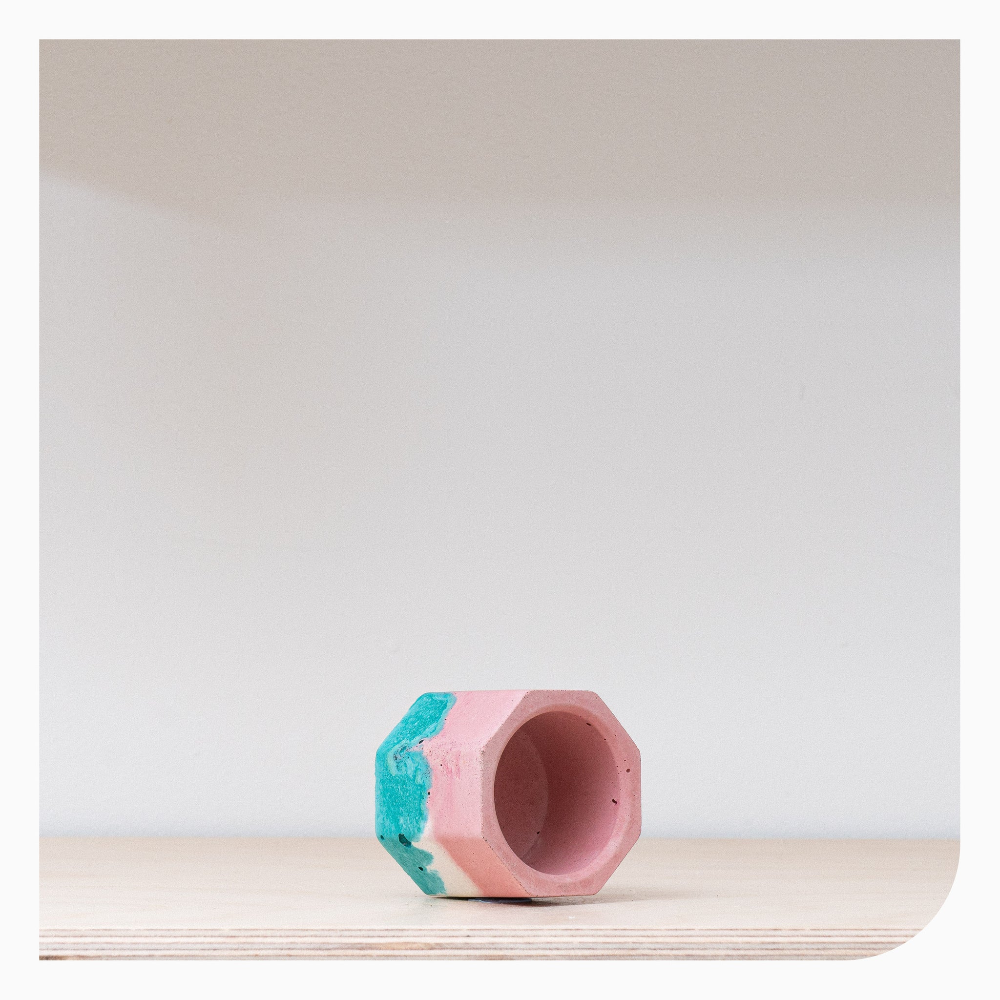 Studio Emma Tiny Hexagon Vessel - Teal & Coral